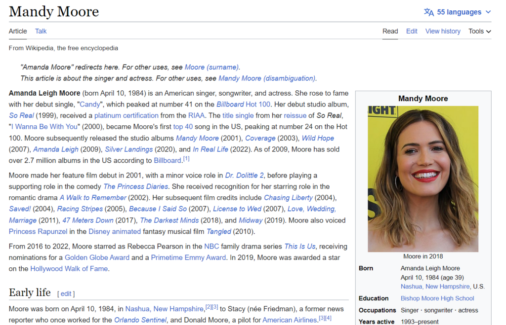 Mandy Moore Wikipedia